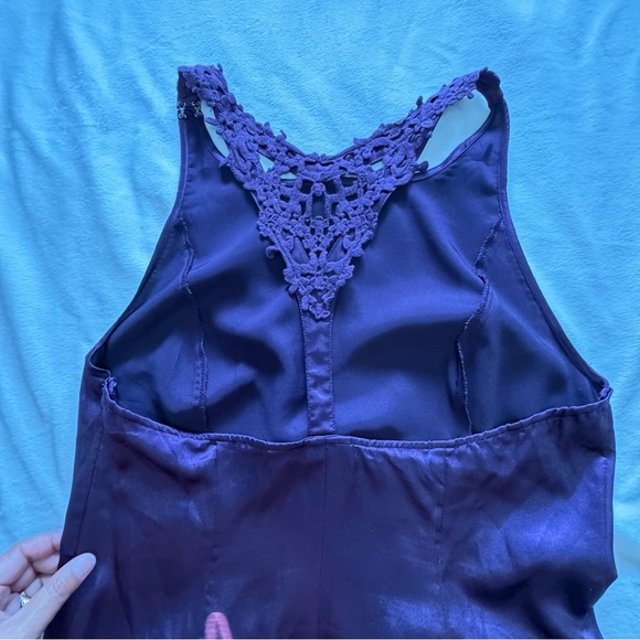 Newport News Rich Plum Maxi Haltered Lace Dress SZ 8 - Picture 7 of 12